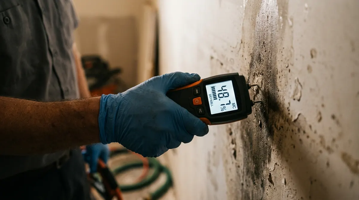 Close-up of Structural Drying & Dehumidification work by Gold Tech Restoration in Brookhaven